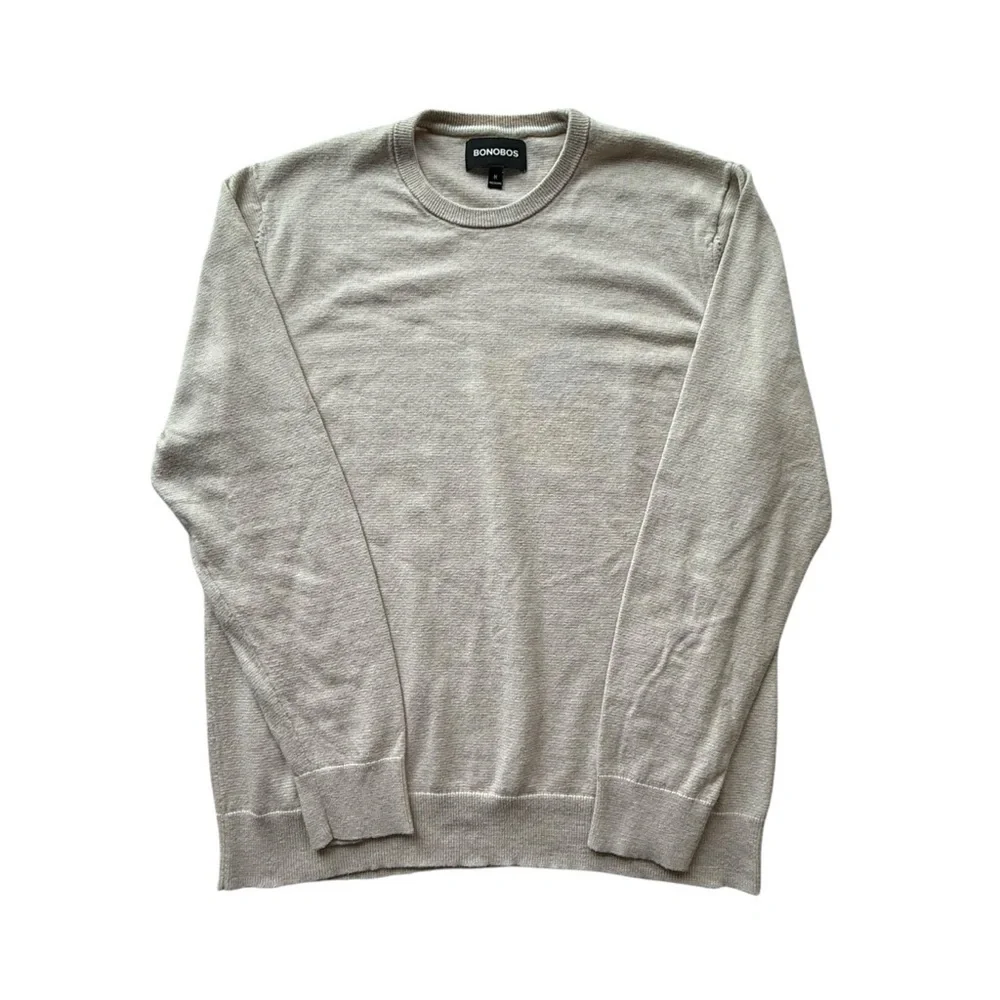 BONOBOS Crew Neck Sweater Beige Size Medium Cotton Cashmere Pullover